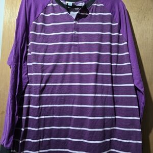LuLaRoe Purple Striped Long Sleeve Henley